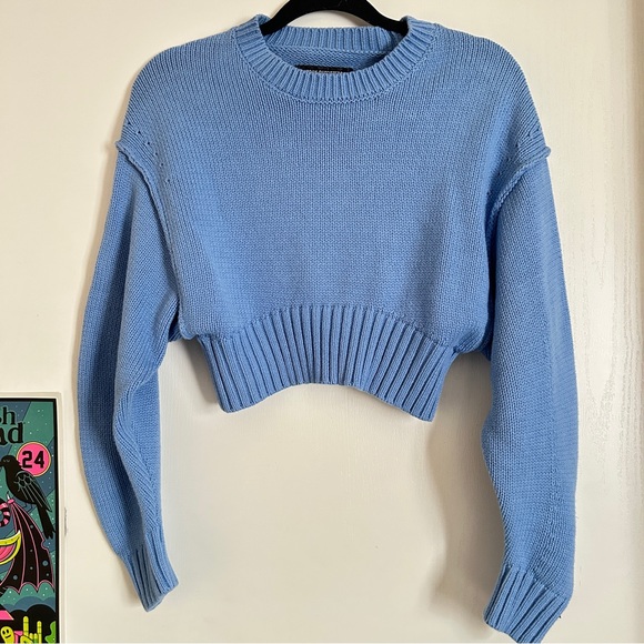 Urban Outfitters XS Aiden Sky Blue Cropped Sweater - Picture 2 of 4